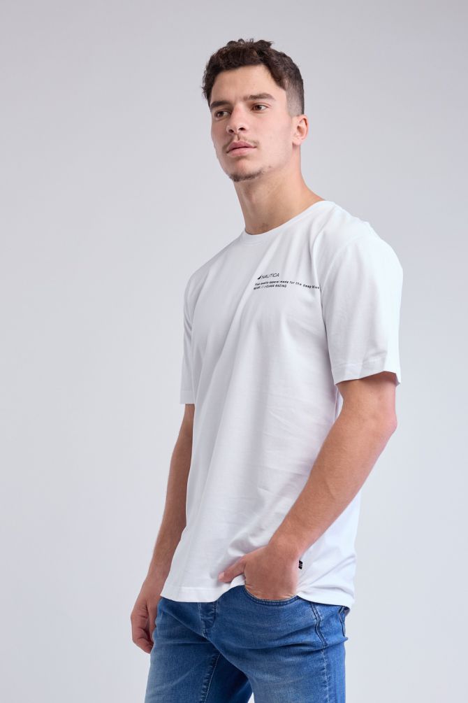 טי שירט עם שרוולים קצרים ולוגו Nautica לגברים