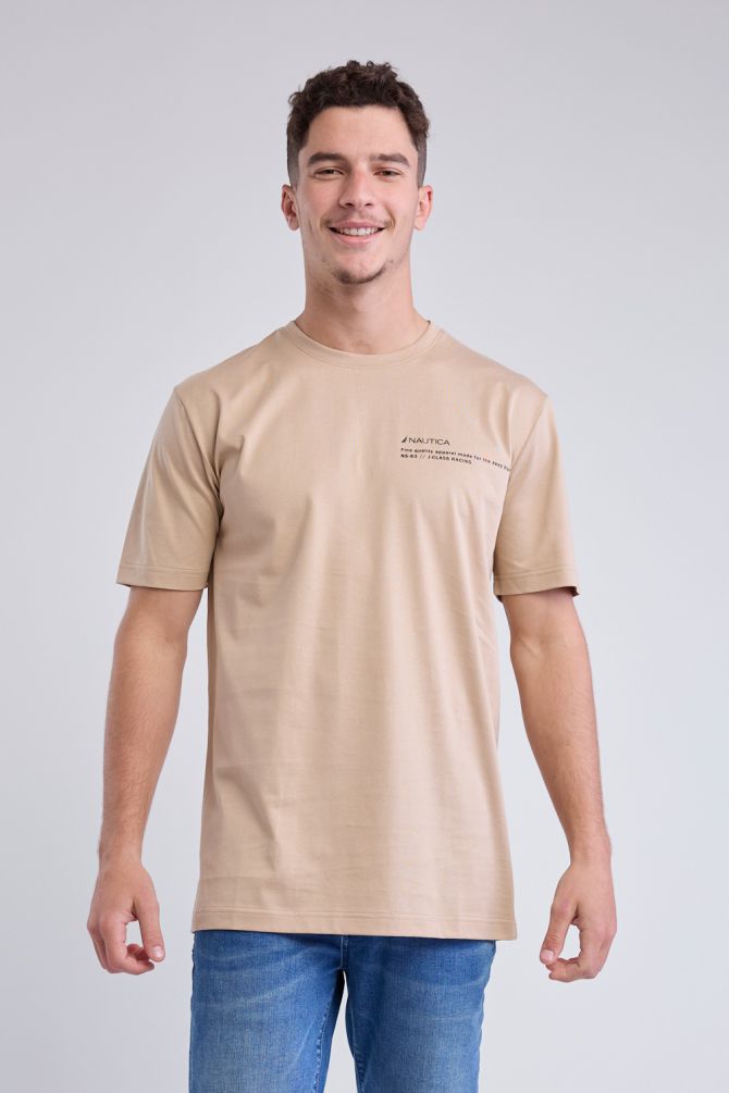 טי שירט עם שרוולים קצרים ולוגו Nautica לגברים