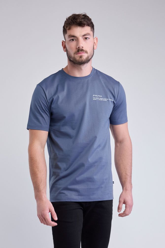 טי שירט עם שרוולים קצרים ולוגו Nautica לגברים