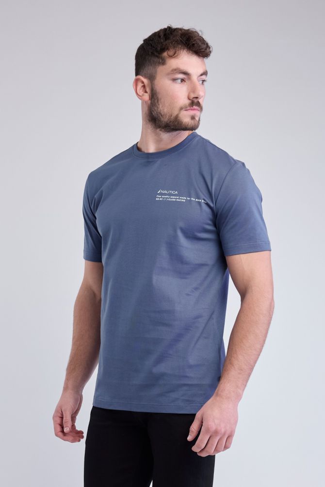 טי שירט עם שרוולים קצרים ולוגו Nautica לגברים