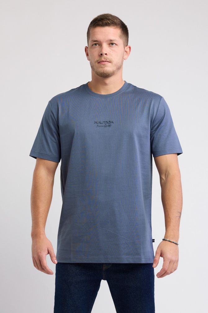 טי שירט עם שרוולים קצרים ולוגו Nautica תלת ממדי לגברים