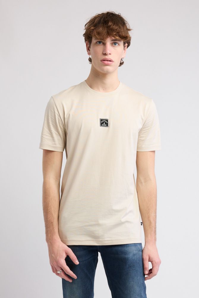 טי שירט עם שרוולים קצרים ותווית לוגו Nautica לגברים