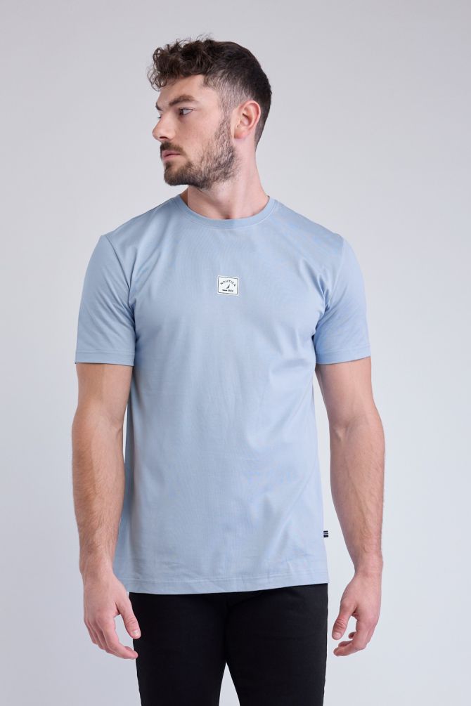 טי שירט עם שרוולים קצרים ותווית לוגו Nautica לגברים