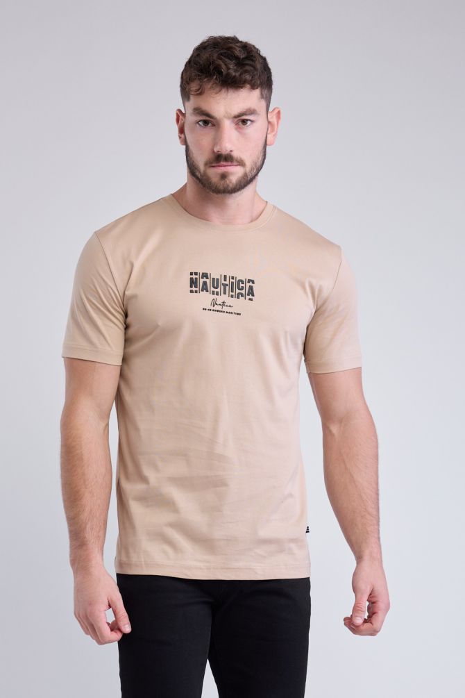 טי שירט עם שרוולים קצרים והדפס Nautica לגברים