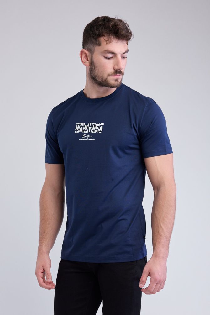 טי שירט עם שרוולים קצרים והדפס Nautica לגברים