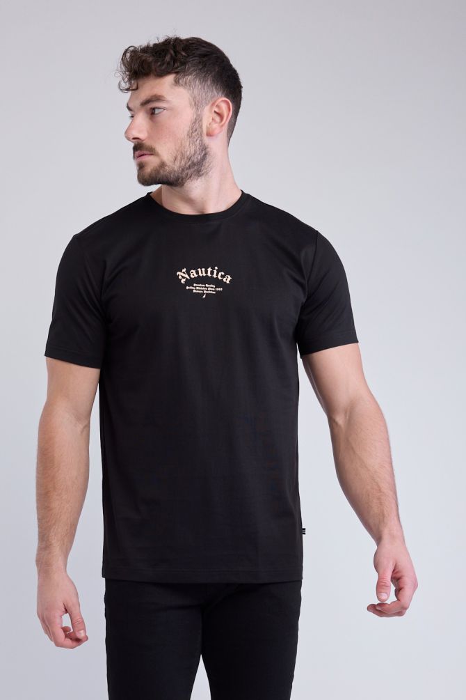 טי שירט עם שרוולים קצרים והדפס Nautica לגברים