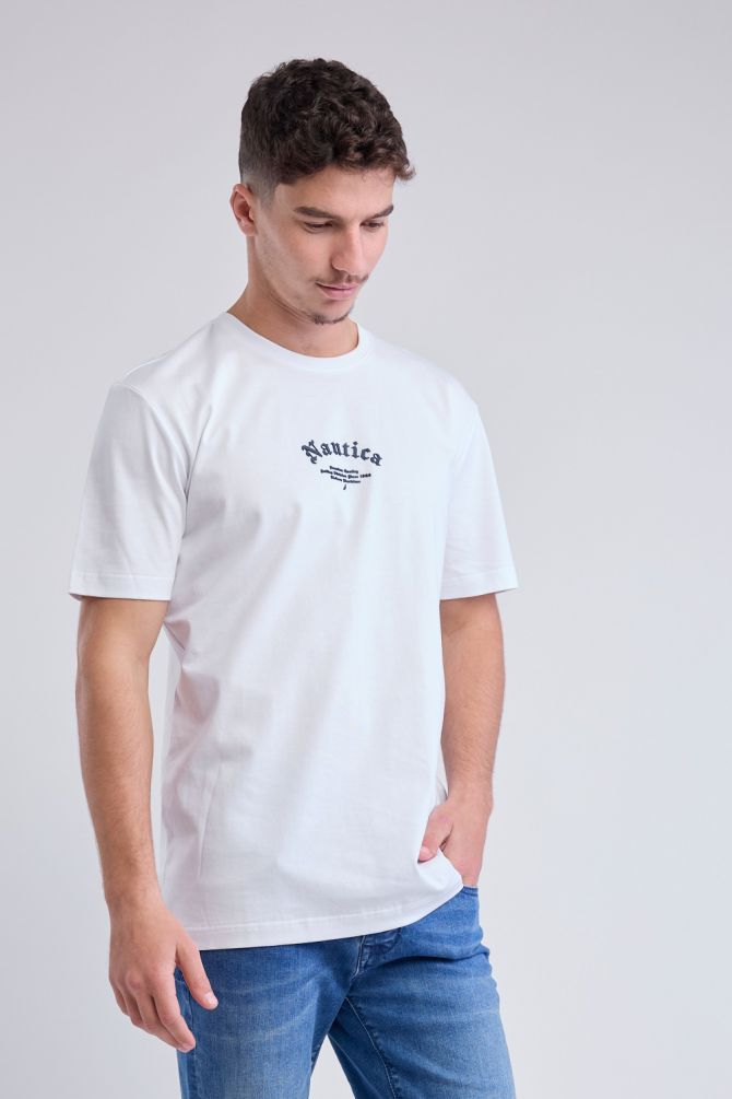 טי שירט עם שרוולים קצרים והדפס Nautica לגברים