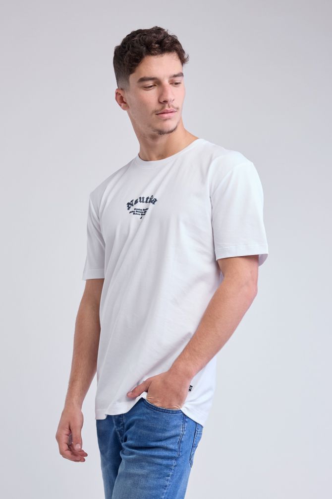 טי שירט עם שרוולים קצרים והדפס Nautica לגברים