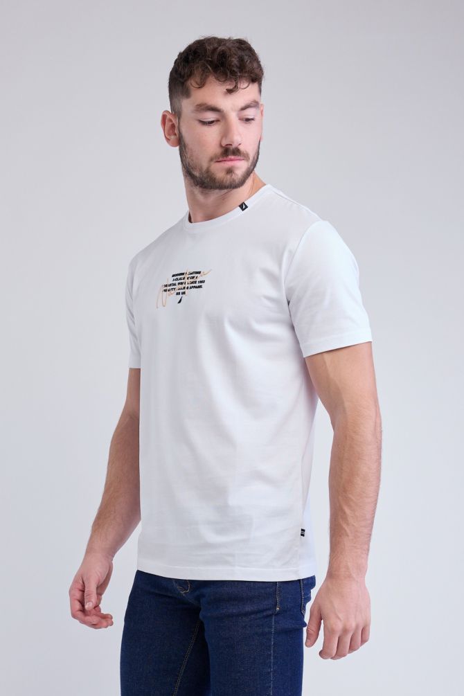 טי שירט עם שרוולים קצרים והדפס Nautica לגברים