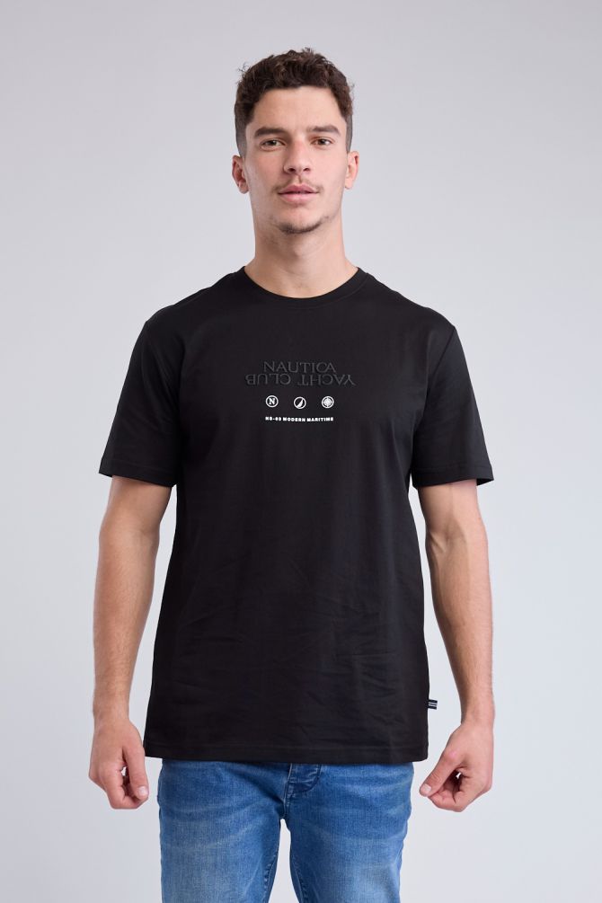 טי שירט עם שרוולים קצרים והדפס Nautica לגברים