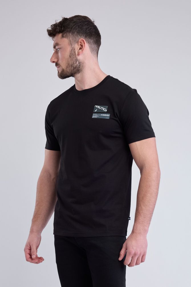 טי שירט קצרה עם הדפס Nautica בחזה לגברים