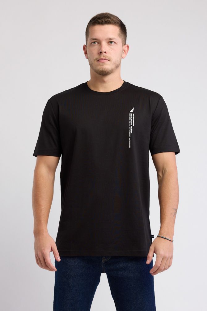 טי שירט עם שרוולים קצרים והדפס Nautica לגברים