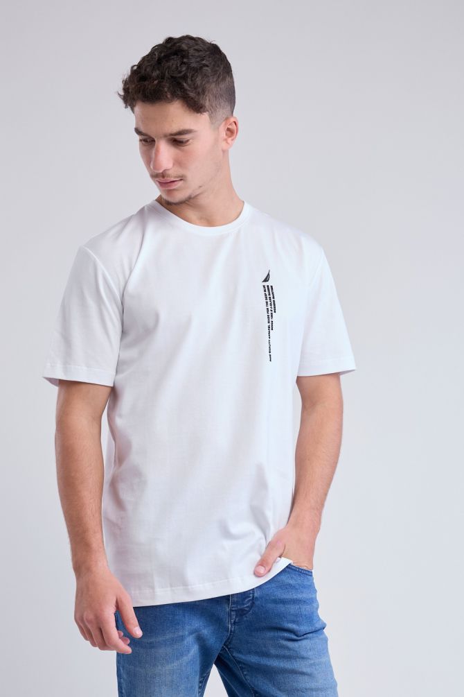 טי שירט עם שרוולים קצרים והדפס Nautica לגברים