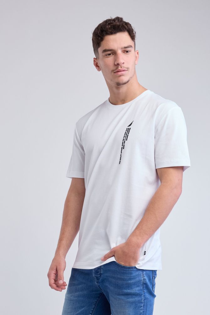 טי שירט עם שרוולים קצרים והדפס Nautica לגברים