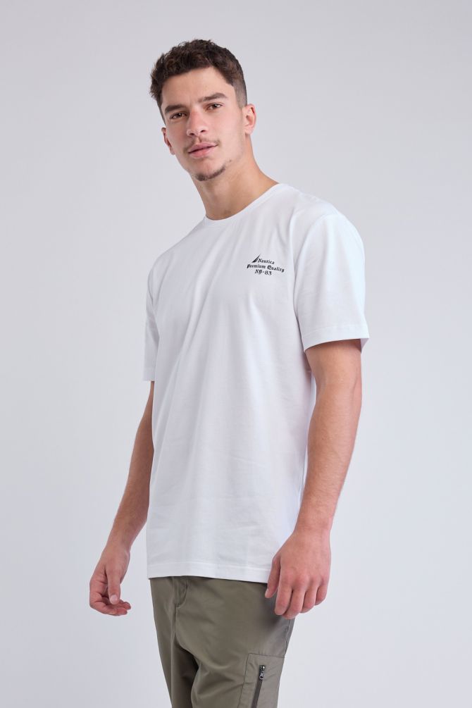 טי שירט עם שרוולים קצרים והדפס Nautica לגברים