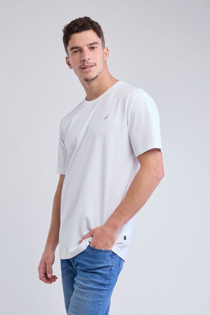 טי שירט עם שרוולים קצרים והדפס Nautica בגב לגברים