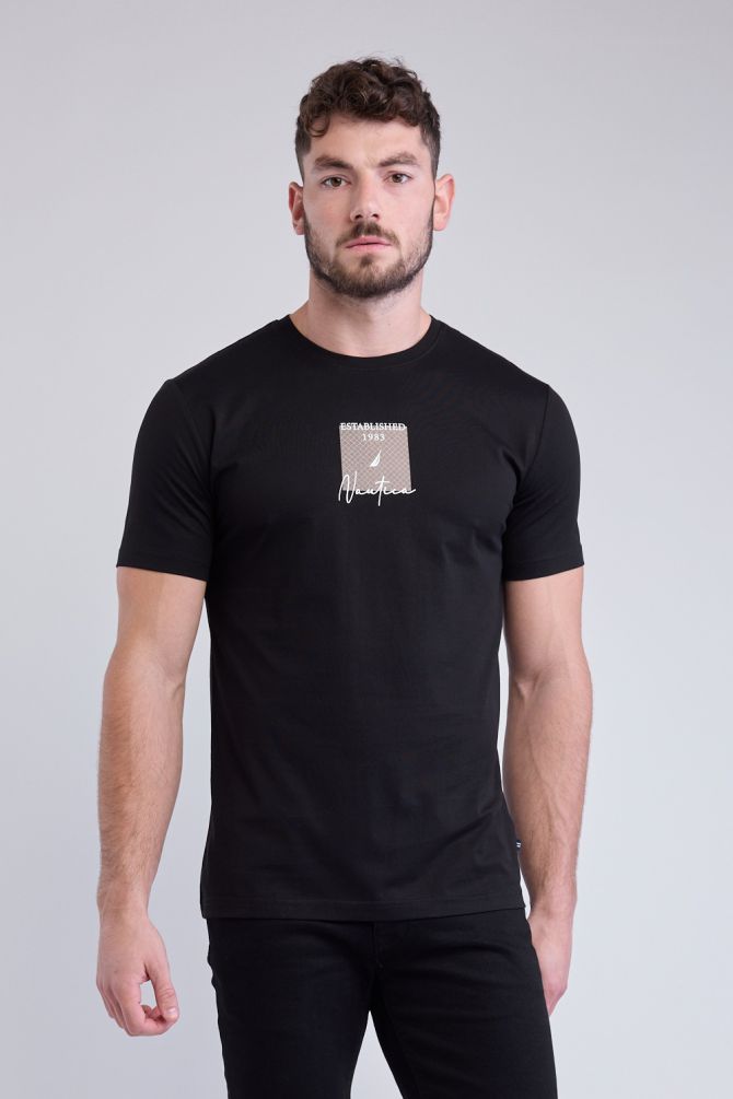 טי שירט עם שרוולים קצרים והדפס Nautica לגברים