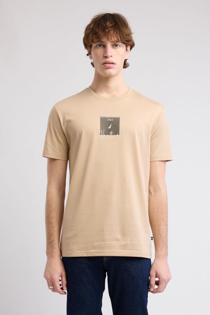 טי שירט עם שרוולים קצרים והדפס Nautica לגברים