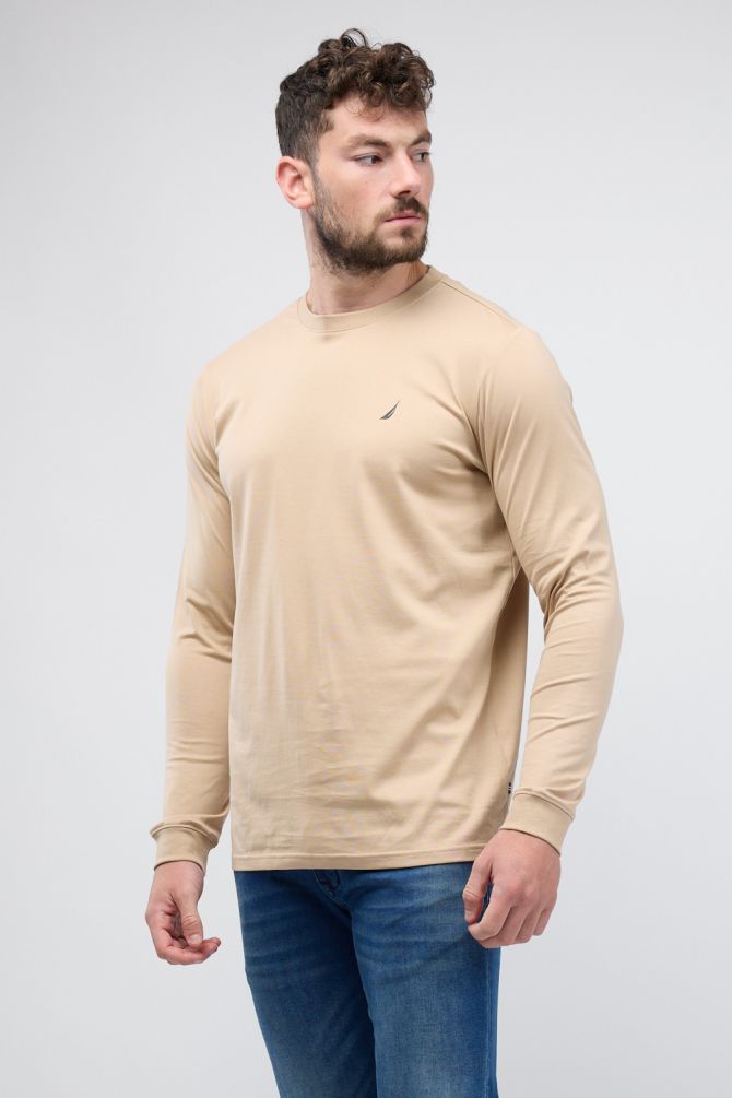 טי שירט ארוכה עם לוגו Nautica רקום לגברים