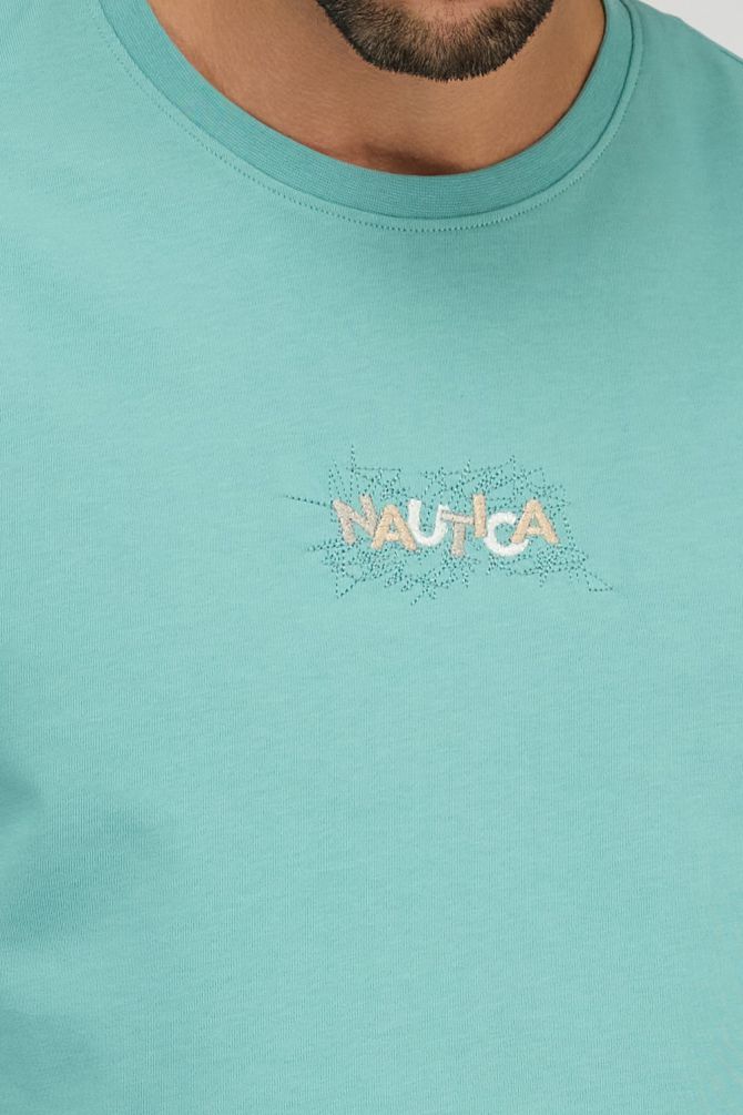 טי שירט קצרה לגברים עם צווארון עגול