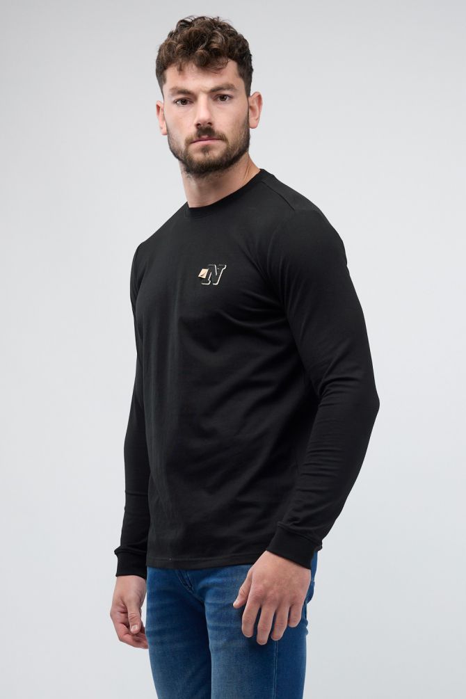 טי שירט ארוכה עם הדפס Nautica דו צדדי לגברים