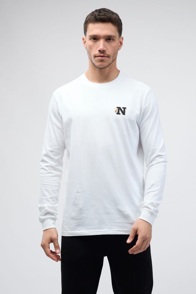 טי שירט ארוכה עם הדפס Nautica דו צדדי לגברים