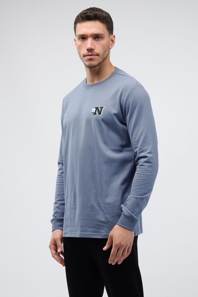 טי שירט ארוכה עם הדפס Nautica דו צדדי לגברים