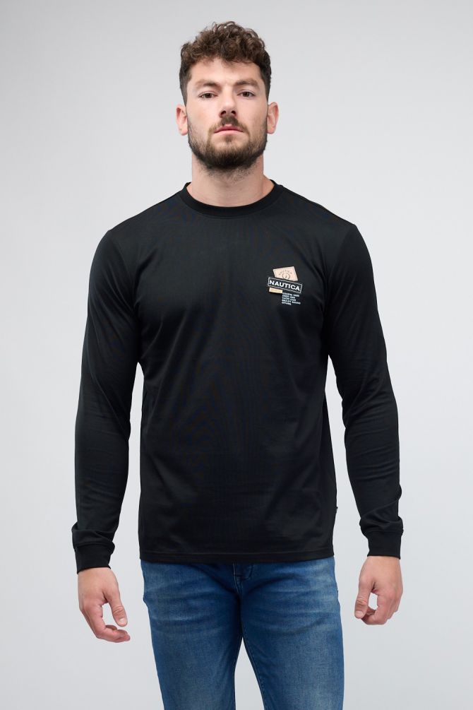 טי שירט ארוכה עם לוגו Nautica לגברים