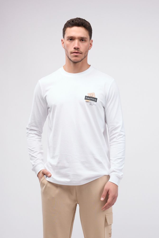 טי שירט ארוכה עם לוגו Nautica לגברים