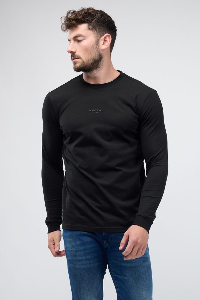 טי שירט ארוכה עם לוגו Nautica תלת ממדי לגברים