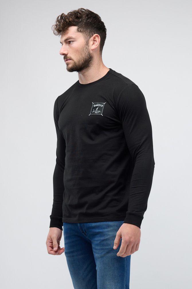 טי שירט ארוכה עם הדפס Nautica לגברים