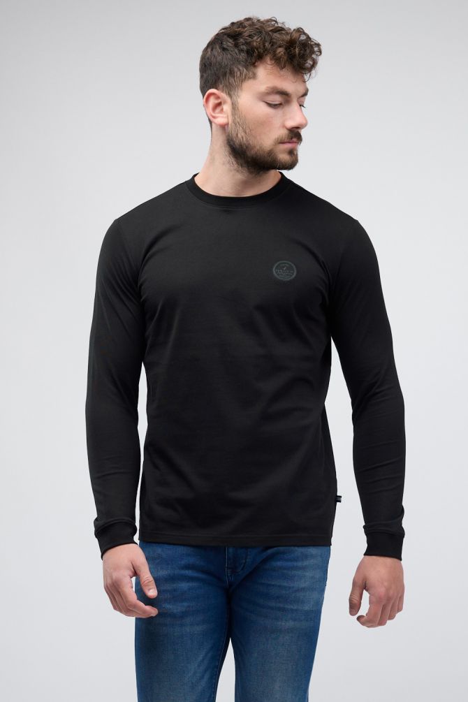 טי שירט Nautica עם שרוולים ארוכים והדפס דו צדדי לגברים