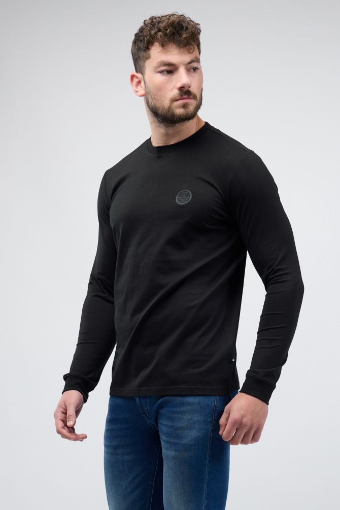 טי שירט Nautica עם שרוולים ארוכים והדפס דו צדדי לגברים