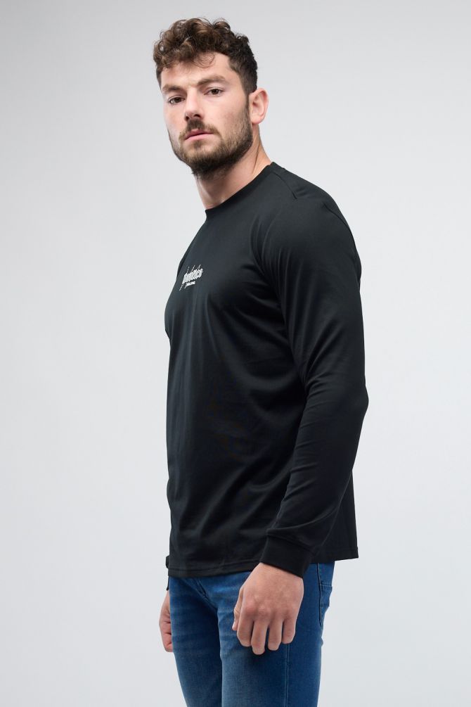 טי שירט Nautica עם שרוולים ארוכים והדפס דו צדדי לגברים