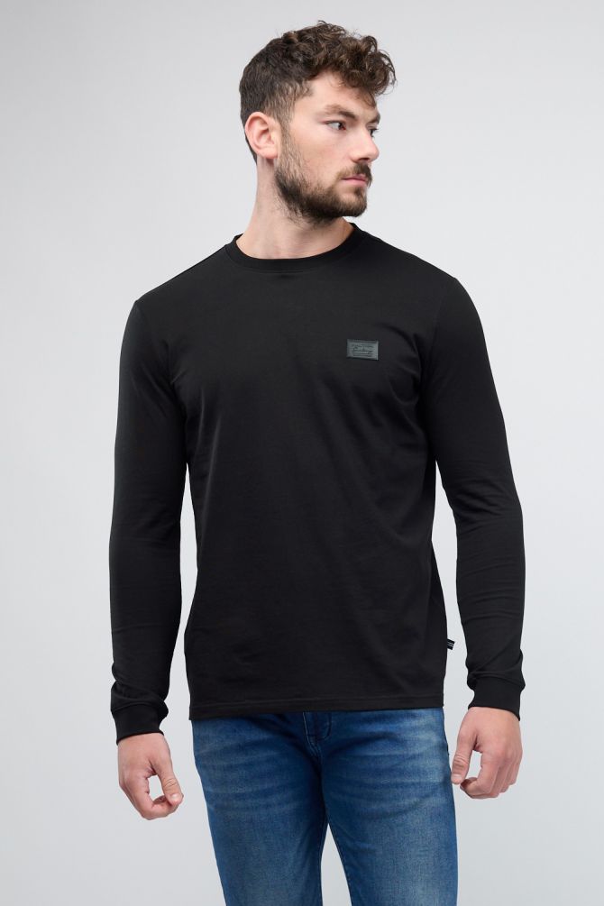 טי שירט ארוכה לגברים עם הדפס Nautica ותווית לוגו בחזה