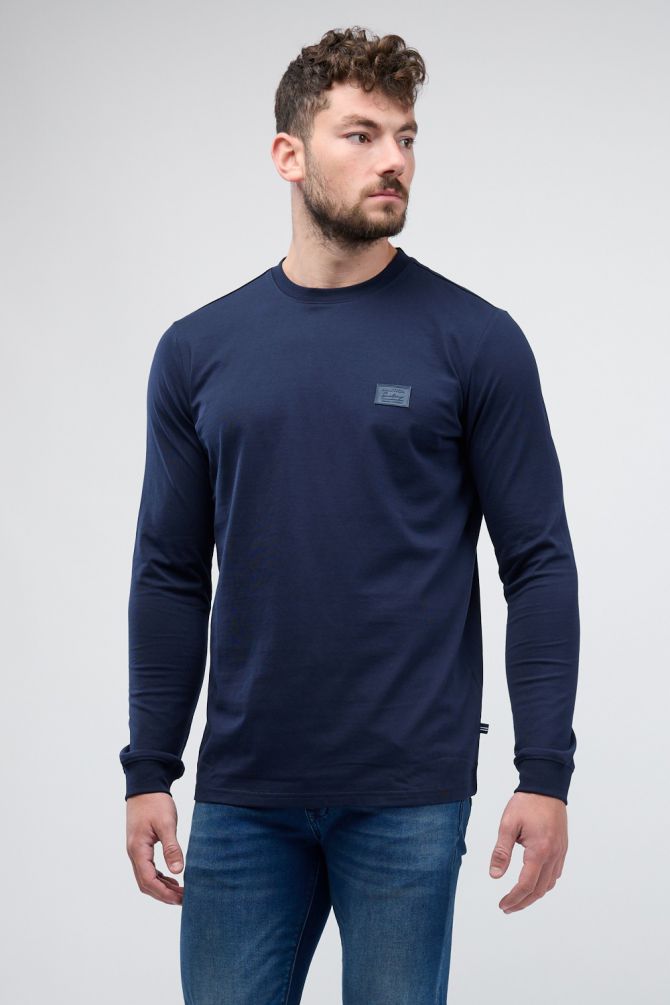 טי שירט ארוכה לגברים עם הדפס Nautica ותווית לוגו בחזה