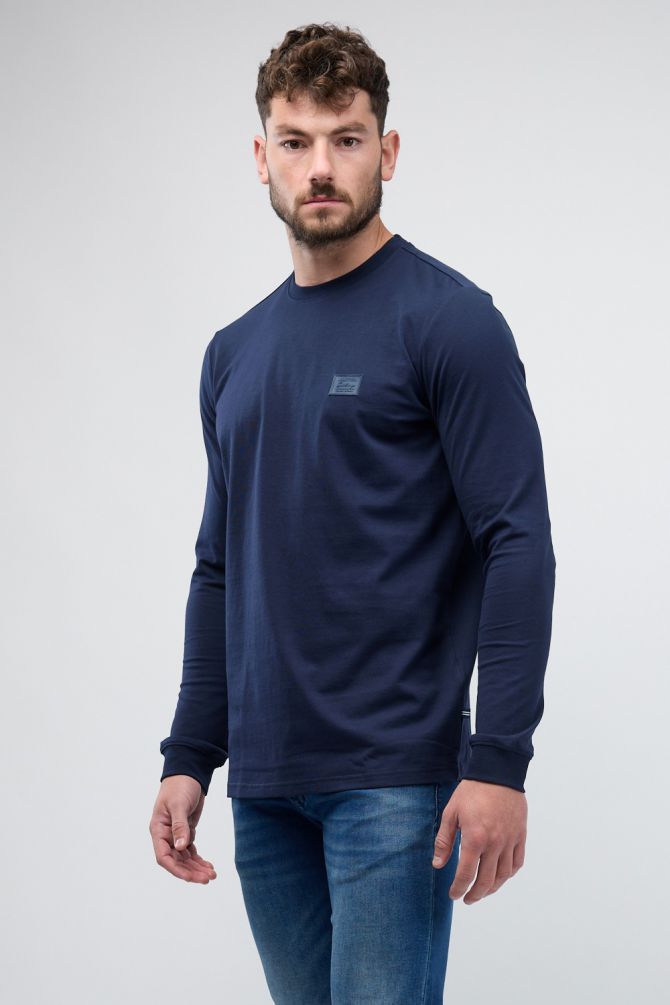 טי שירט ארוכה לגברים עם הדפס Nautica ותווית לוגו בחזה