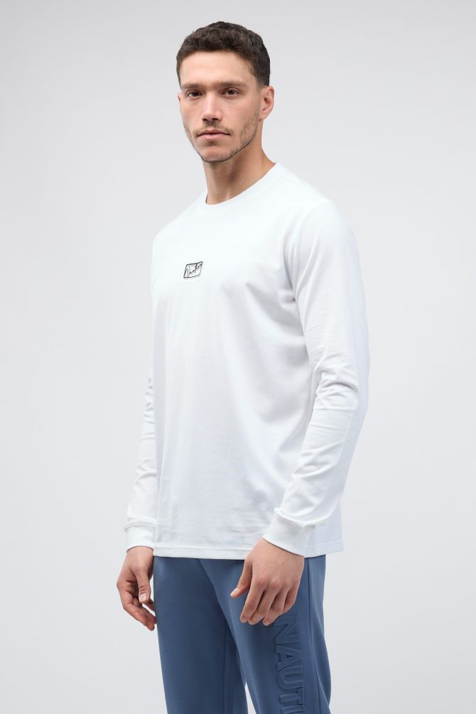 טי שירט ארוכה לגברים עם לוגו Nautica תלת ממדי