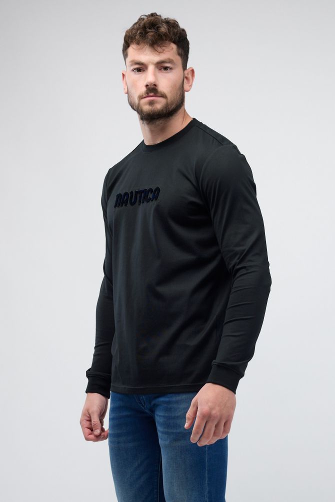 טי שירט ארוכה לגברים עם רקמת Nautica