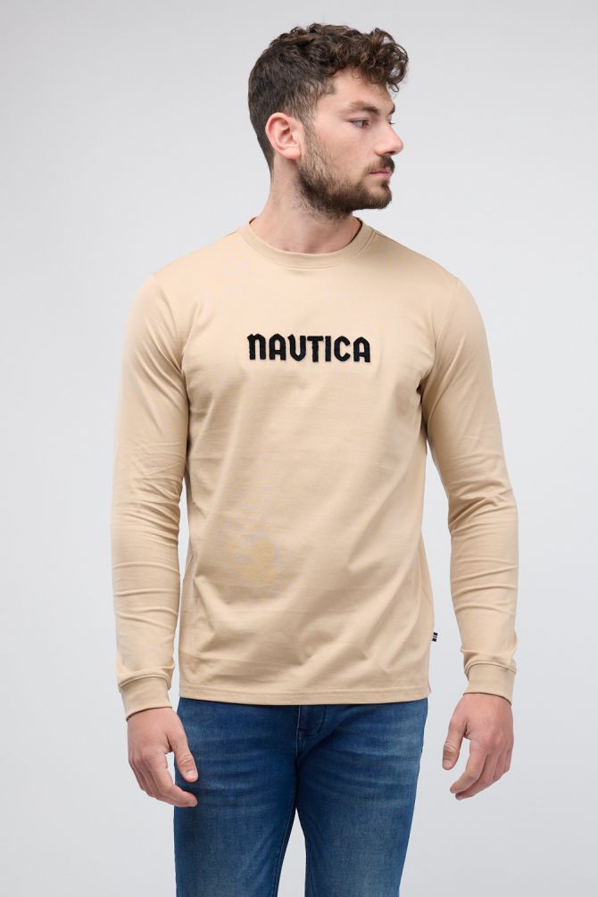 טי שירט ארוכה לגברים עם רקמת Nautica