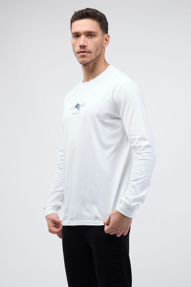 טי שירט ארוכה לגברים עם הדפס Nautica