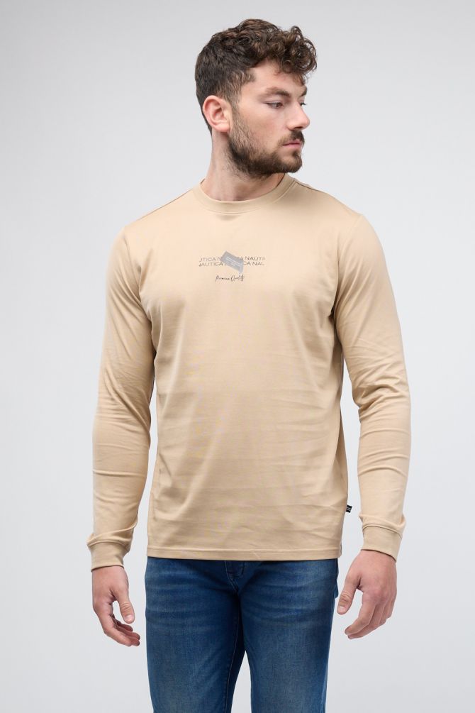 טי שירט ארוכה לגברים עם הדפס Nautica