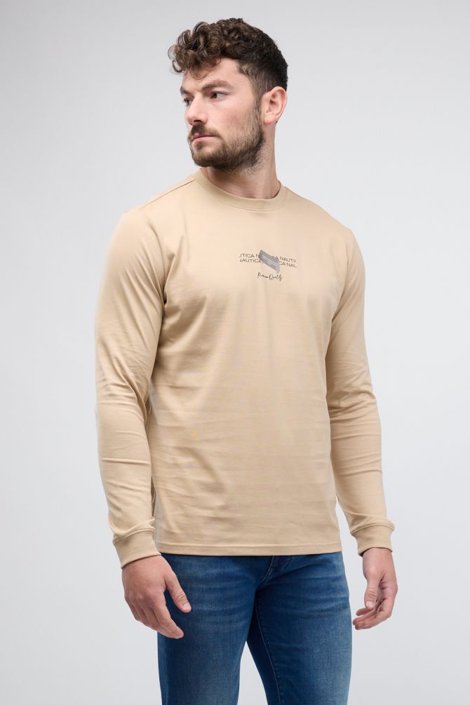 טי שירט ארוכה לגברים עם הדפס Nautica