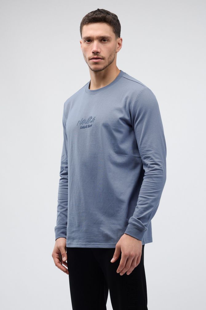 טי שירט ארוכה לגברים עם לוגו Nautica תלת ממדי