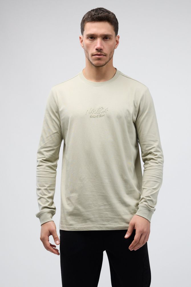 טי שירט ארוכה לגברים עם לוגו Nautica תלת ממדי