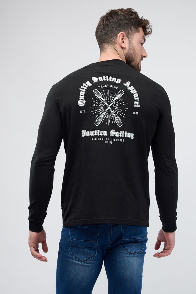 טי שירט ארוכה עם הדפס Nautica לגברים