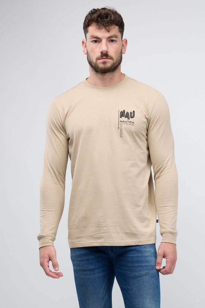טי שירט ארוכה לגברים עם הדפס Nautica