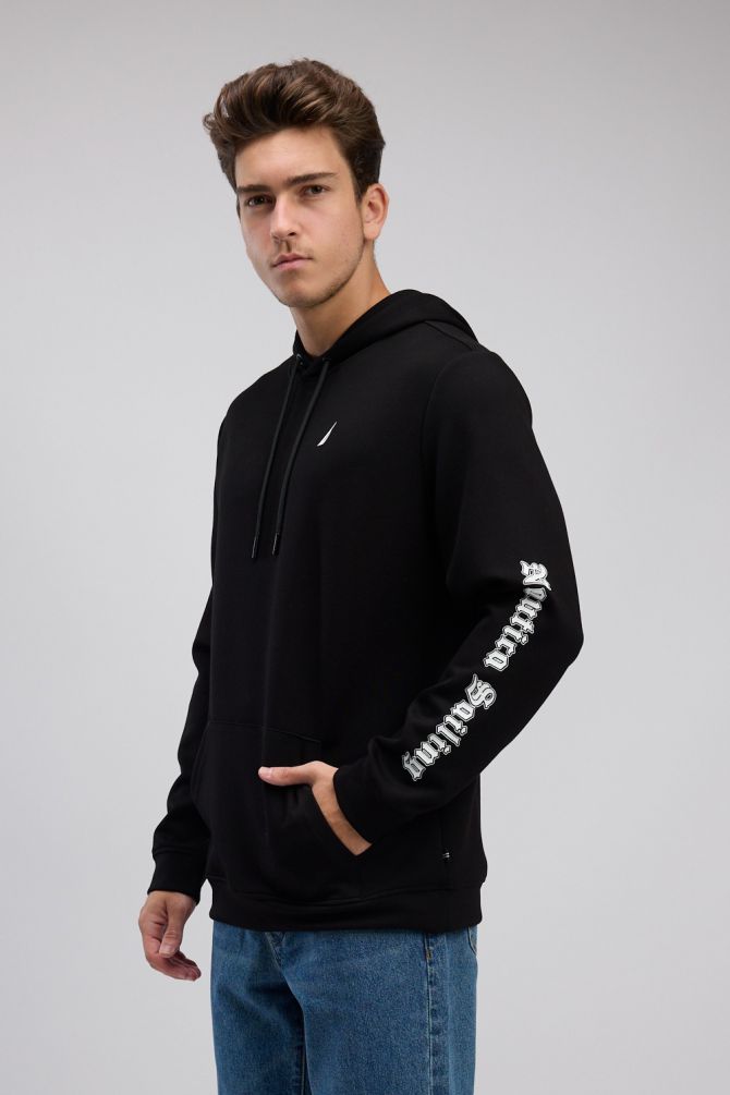 סווטשירט עם קפוצ’ון והדפס בגב Nautica לגברים