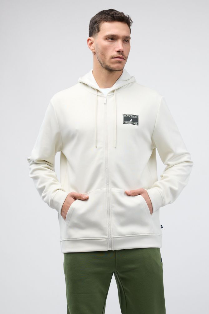 סווטשירט עם רוכסן ולוגו Nautica לגברים