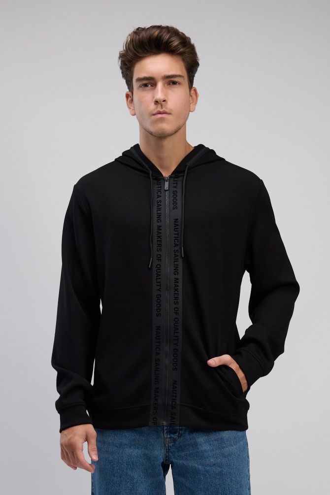 סווטשירט עם קפוצ’ון ורוכסן מלא Nautica לגברים